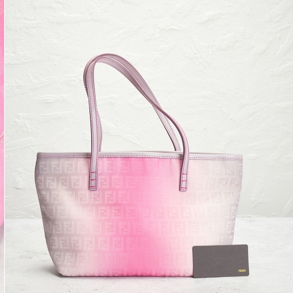 Sold Fendi Ombre Zucchino roll tote bag pink - Picture 6 of 6